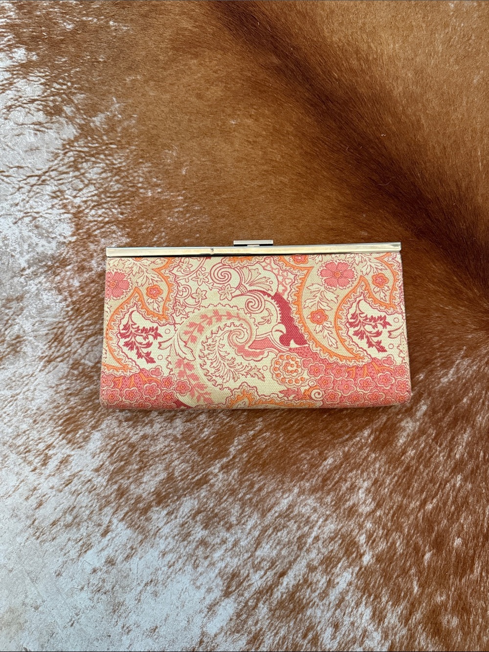 Coral Paisley Clutch Wallet